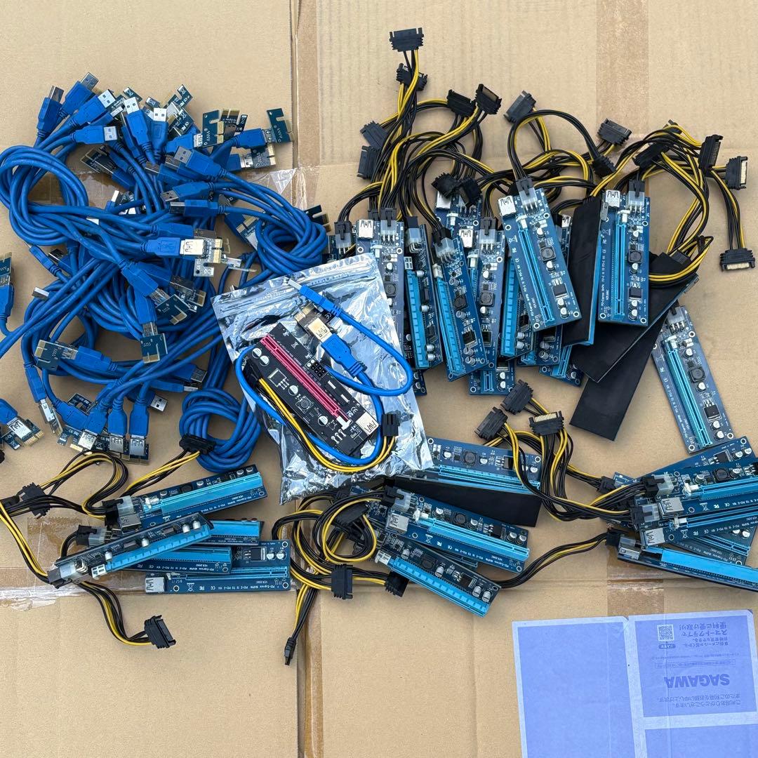 未確認中心 PCIE 1X to 16X ライザーカード 36セット ケーブル等