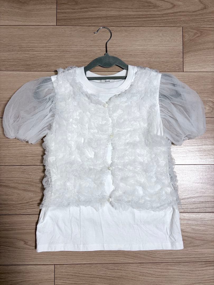 トップス CLANE TULLE VEST LAYERED TOPS 1