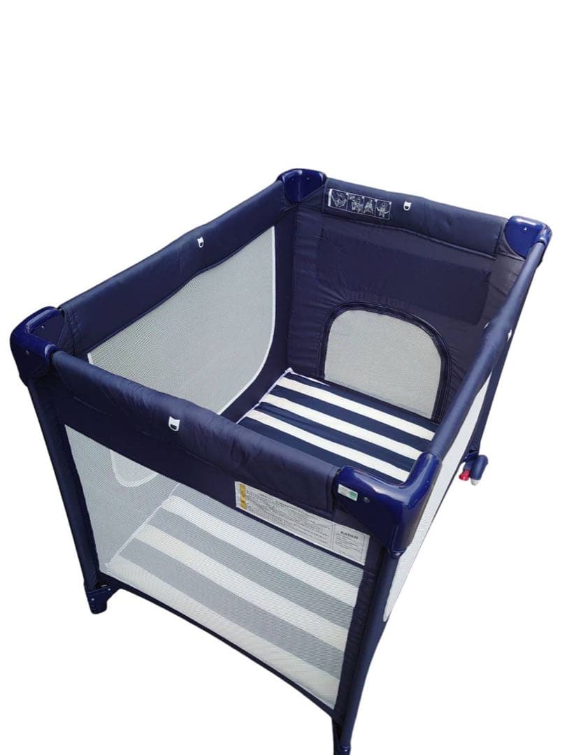 KATOJI ポータブルベビーベッド　ネイビー　マット付き63711