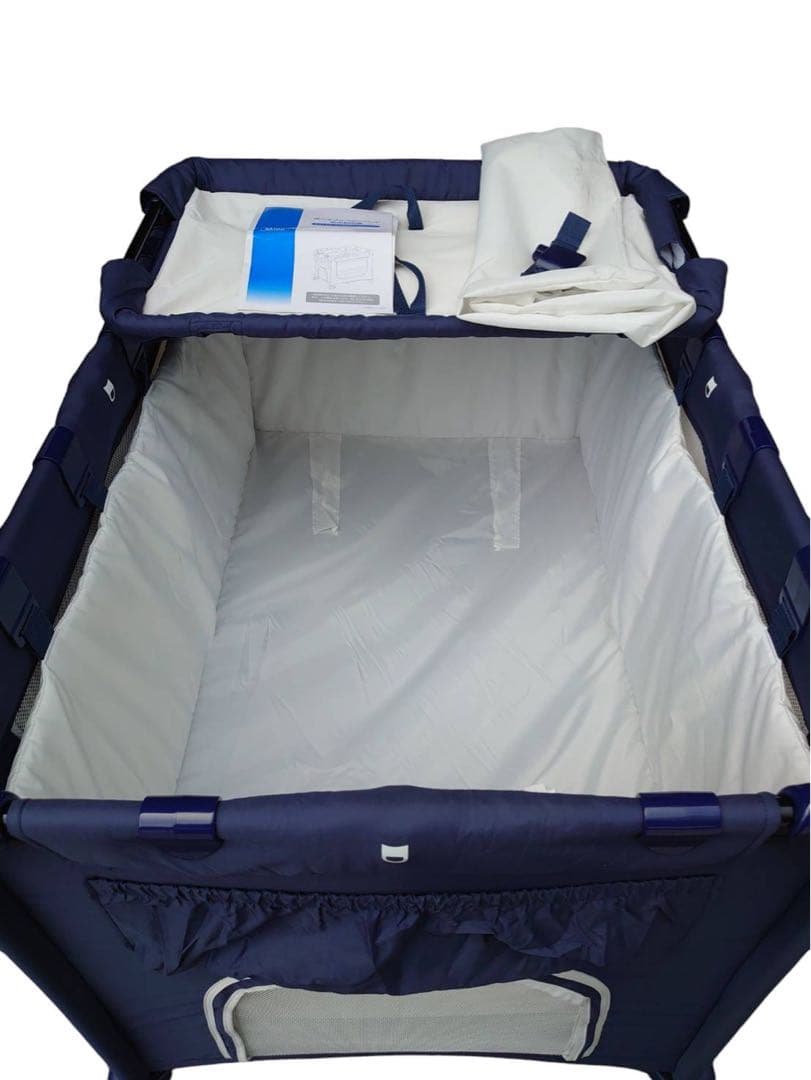 KATOJI ポータブルベビーベッド　ネイビー　マット付き63711