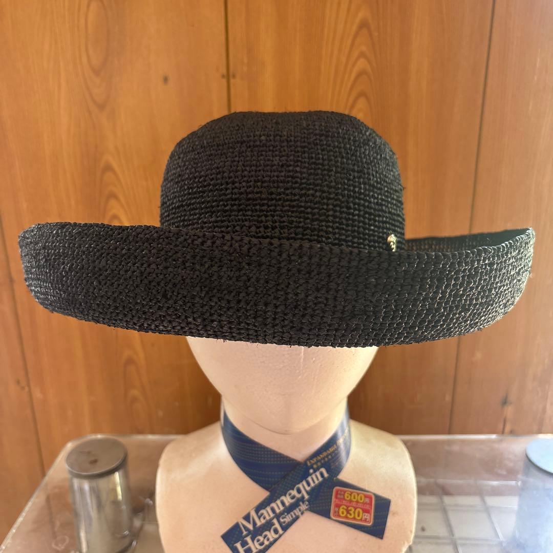 ヘレンカミンスキー 帽子　カンカン帽　麦わら帽子　黒