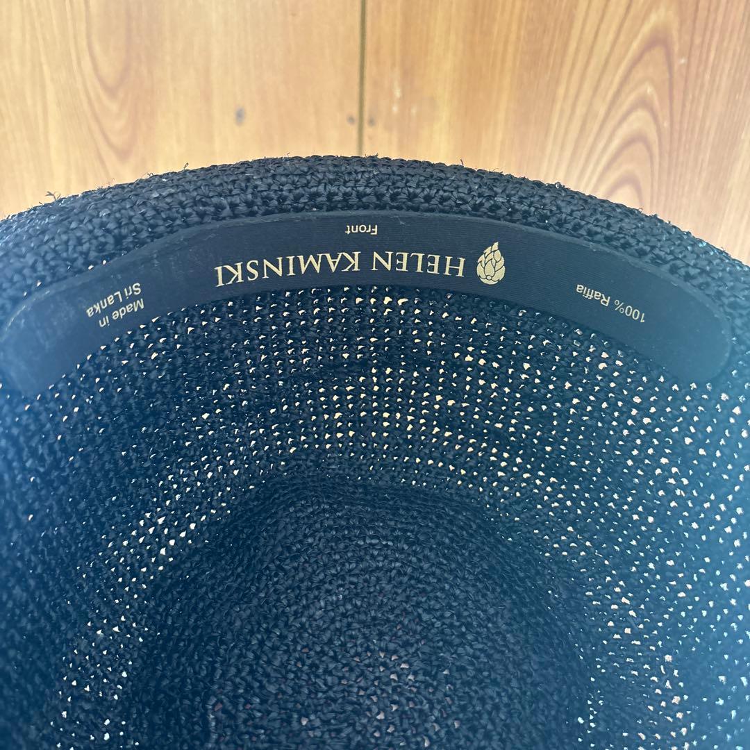 ヘレンカミンスキー 帽子　カンカン帽　麦わら帽子　黒