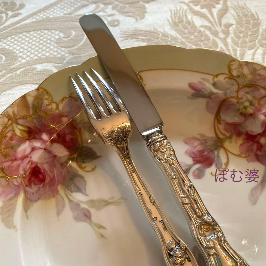 【リード＆バートン】純銀 スターリング／ナイフ＆フォーク １組／Intaglio