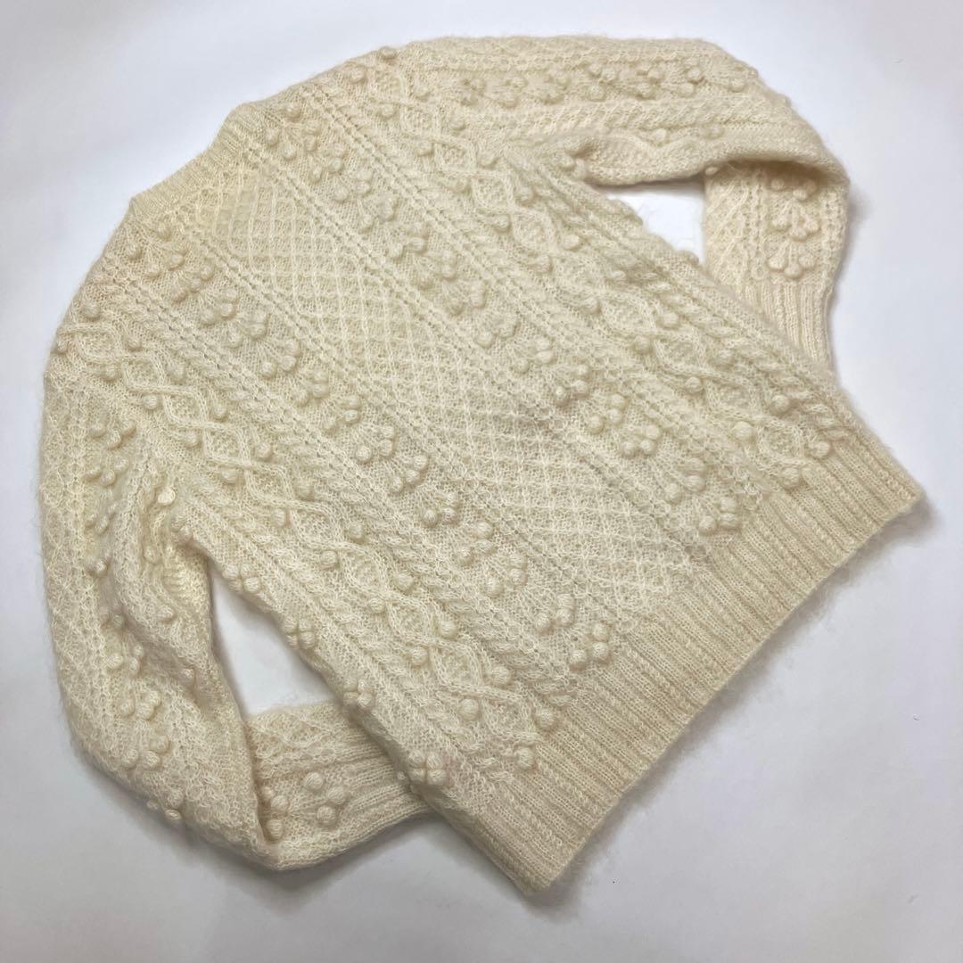 【試着のみ】ピンクハウス アイボリー フラワーブーケモチーフ ニットカーディガン