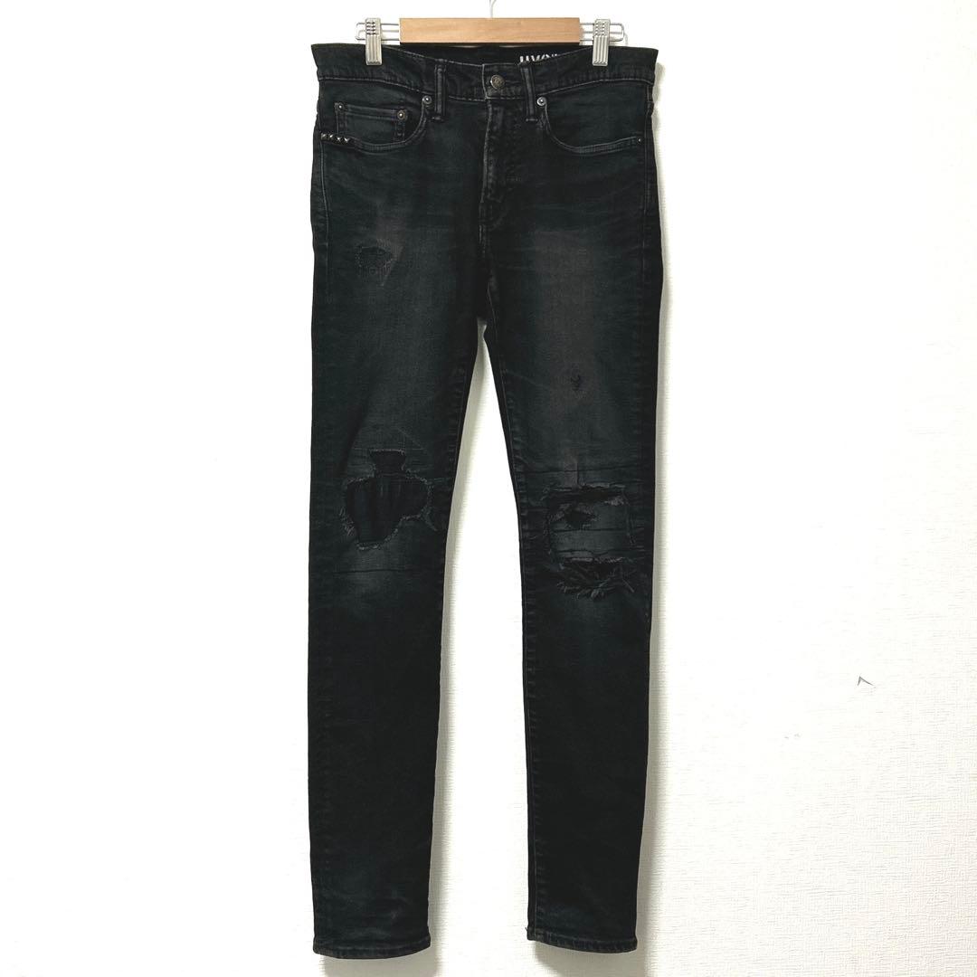 HYSTERIC GLAMOUR　リメイクスリムパンツ　ストレッチダメージデニム