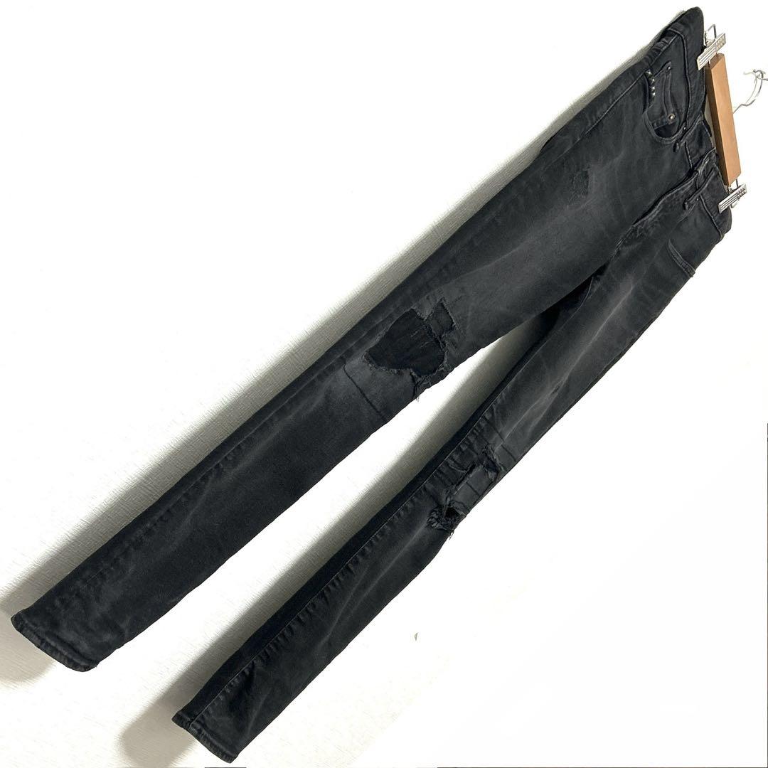 HYSTERIC GLAMOUR　リメイクスリムパンツ　ストレッチダメージデニム