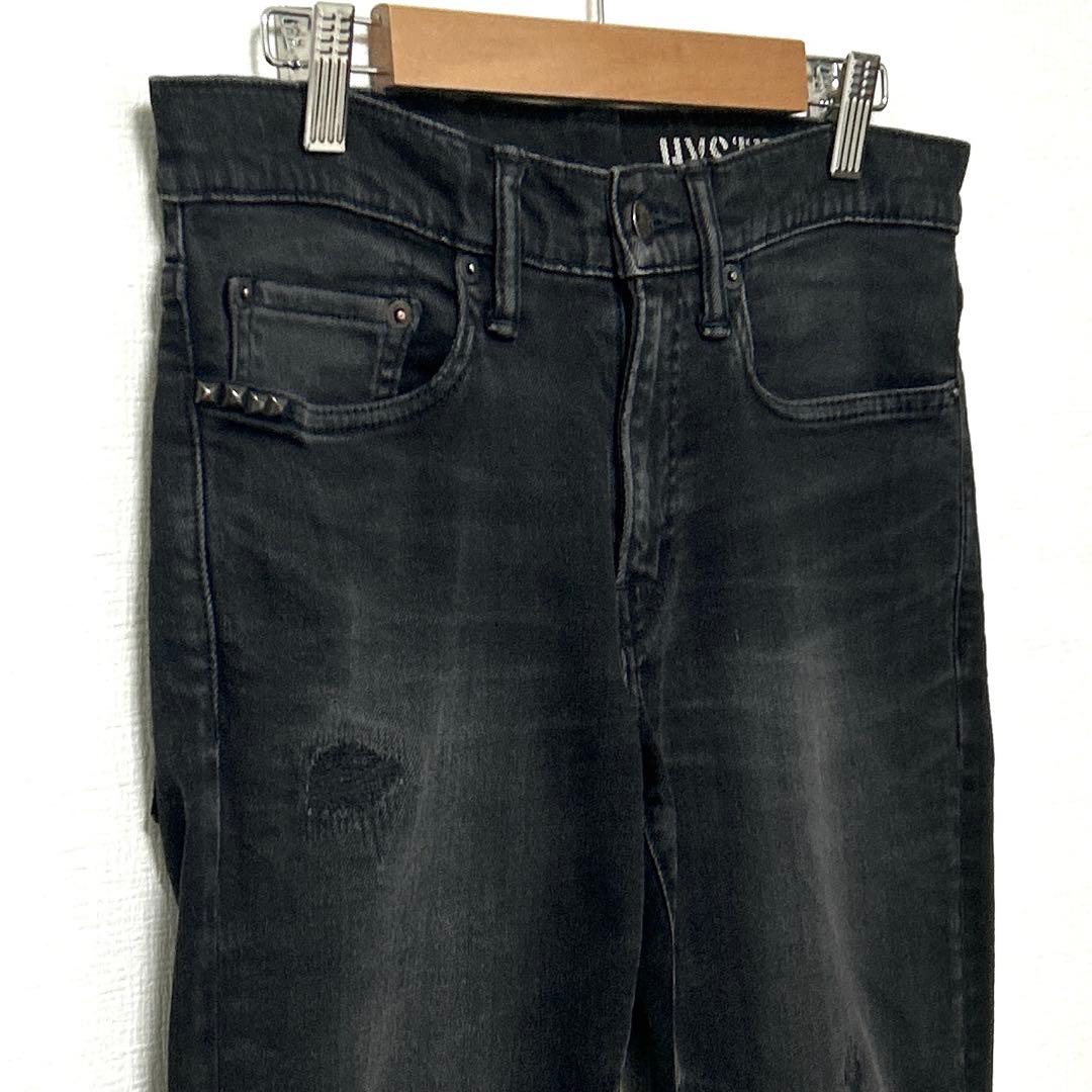 HYSTERIC GLAMOUR　リメイクスリムパンツ　ストレッチダメージデニム