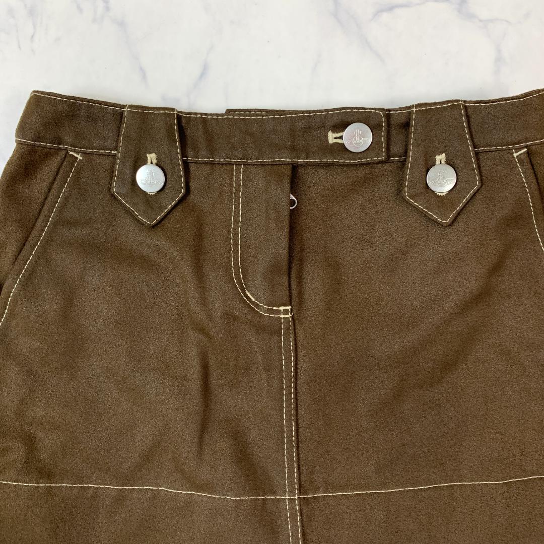 LA7192 ヴィヴィアンウエストウッドレッドレーベル ミニスカート 茶色 1