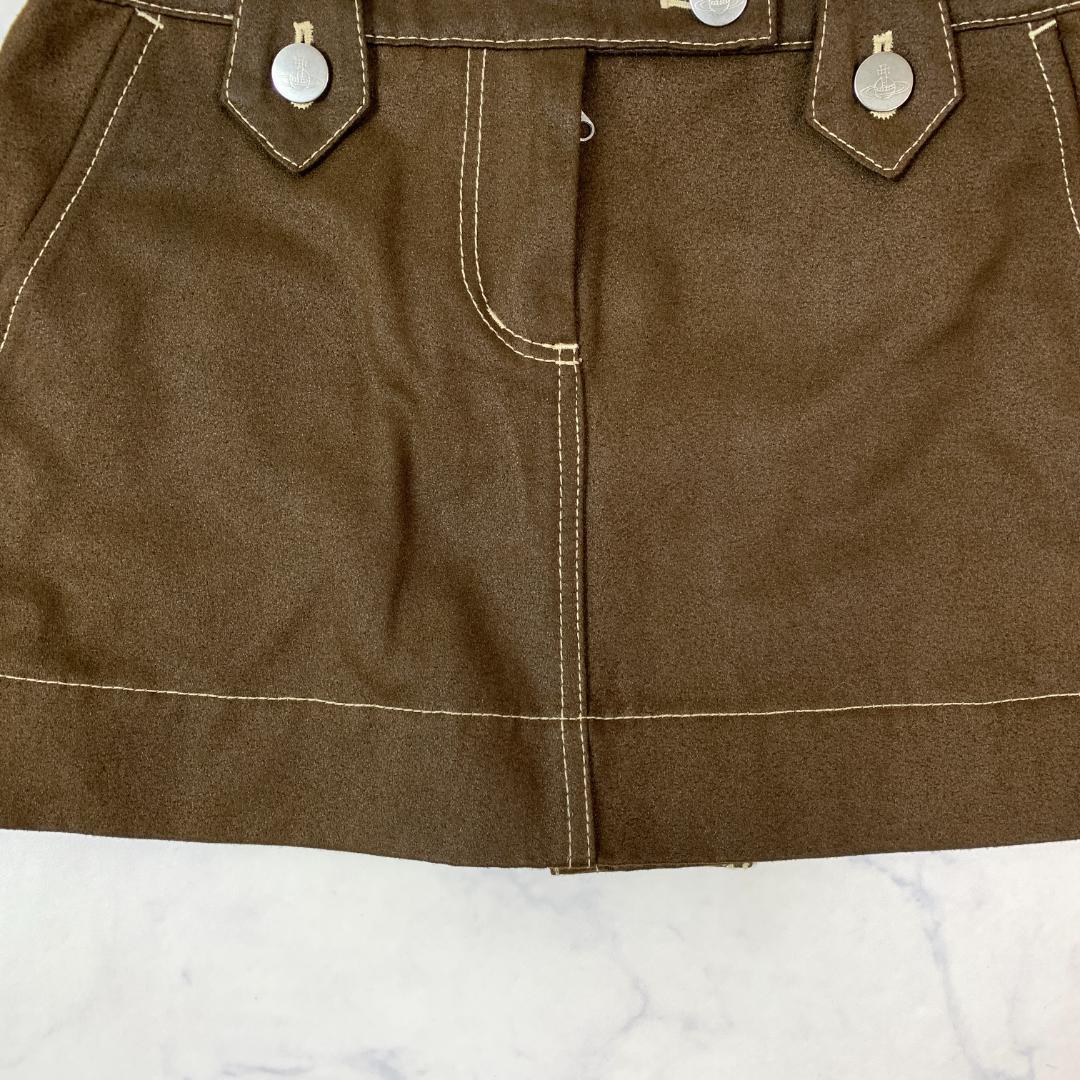 LA7192 ヴィヴィアンウエストウッドレッドレーベル ミニスカート 茶色 1