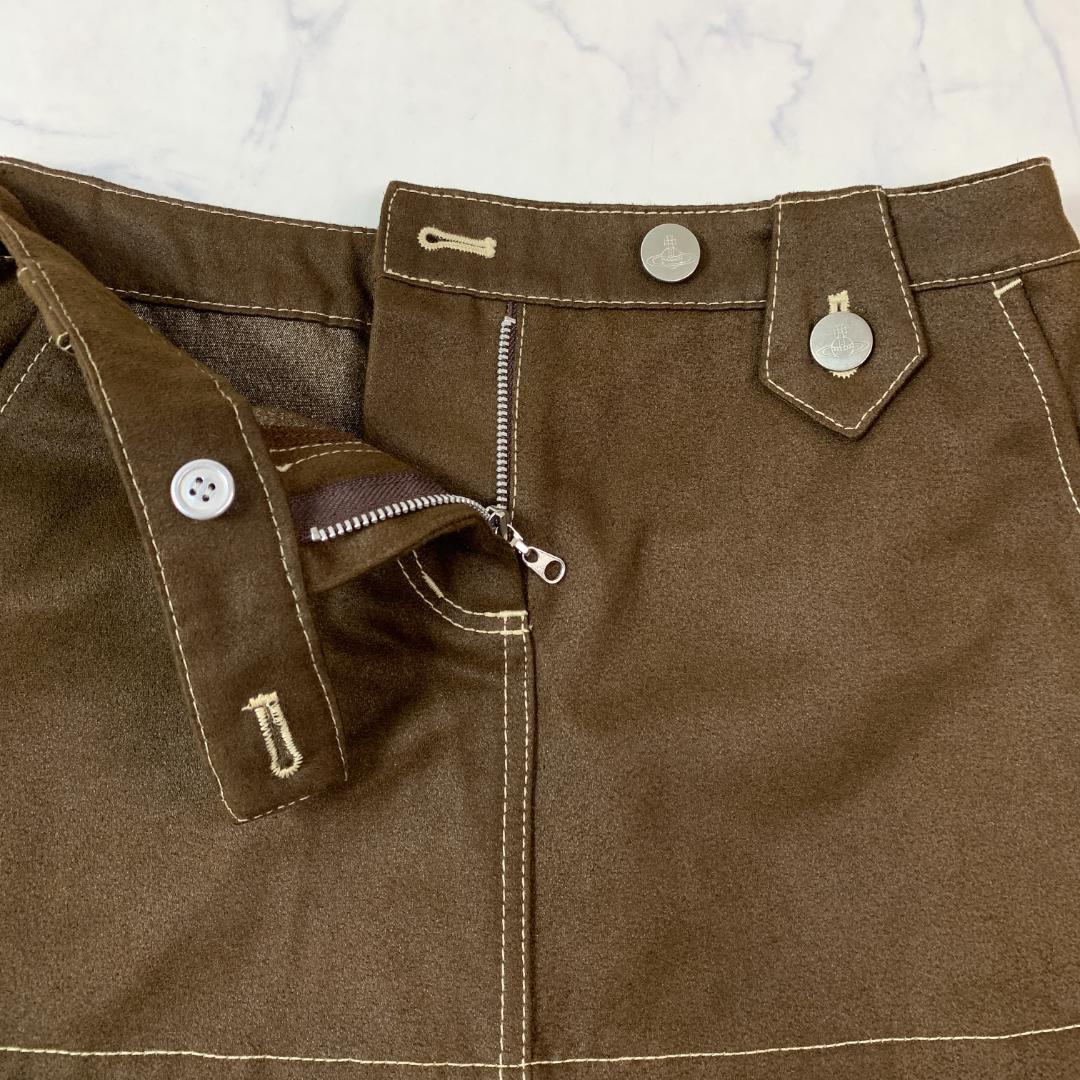 LA7192 ヴィヴィアンウエストウッドレッドレーベル ミニスカート 茶色 1