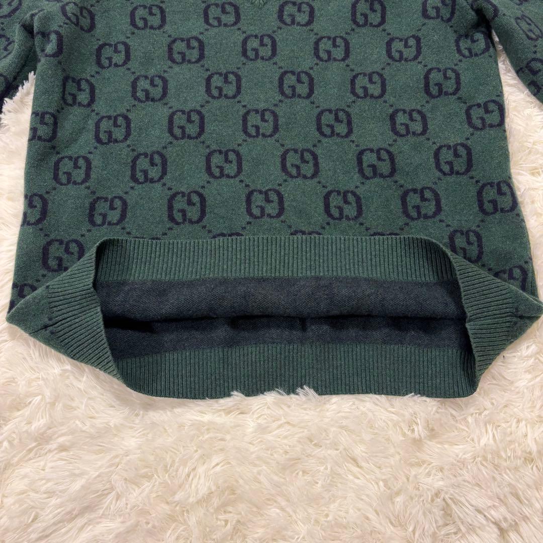 美品 GUCCI ダークグリーン Vネックニット