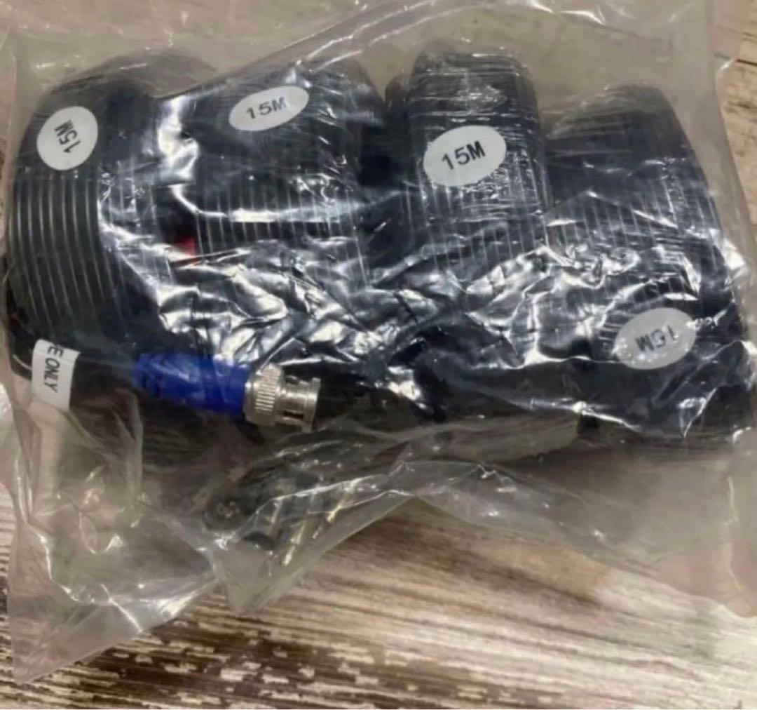 防犯カメラケーブル RCA BNCケーブル 電源一体型 15m 4個セット