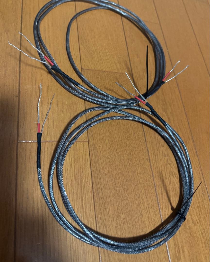4N純銀 0.8mmフッ素絶縁単線　1.8mペア　スピーカーケーブル使用