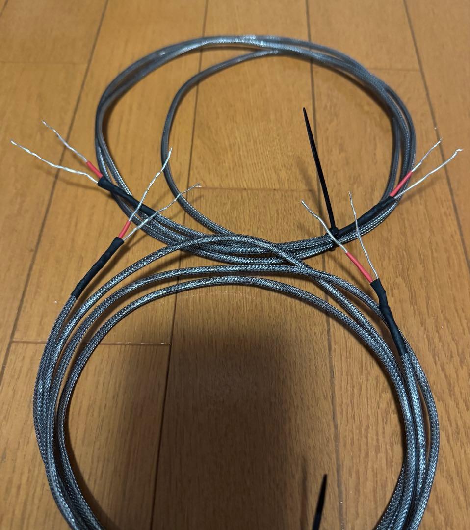 4N純銀 0.8mmフッ素絶縁単線　1.8mペア　スピーカーケーブル使用
