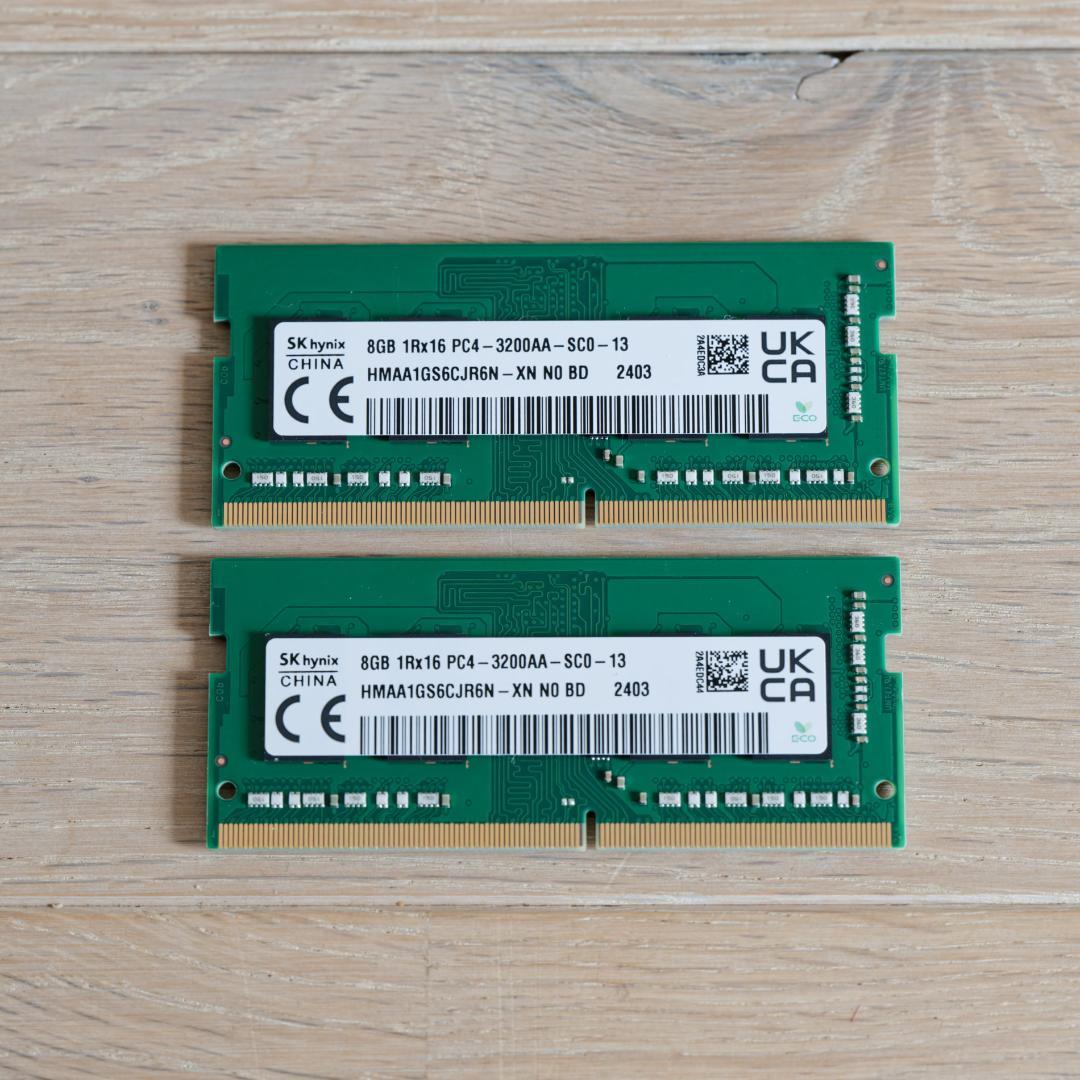 SKHynix 16GB 8GB 2枚 SODIMM ノートPC用メモリ