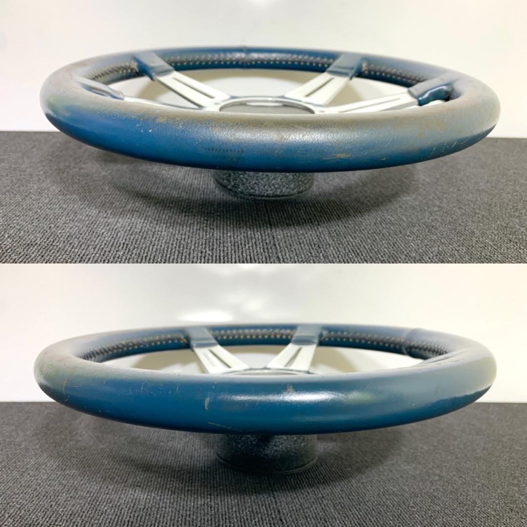 レカラ MK9 ネイビー系レザーステアリング 36.5パイ ポリッシュスポーク