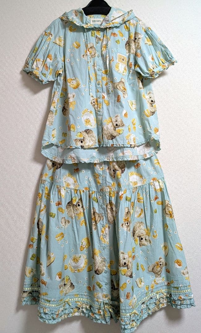 お値下ピンクハウス2024年ハニーレモンテディ　スカートとブラウスセット　ミント