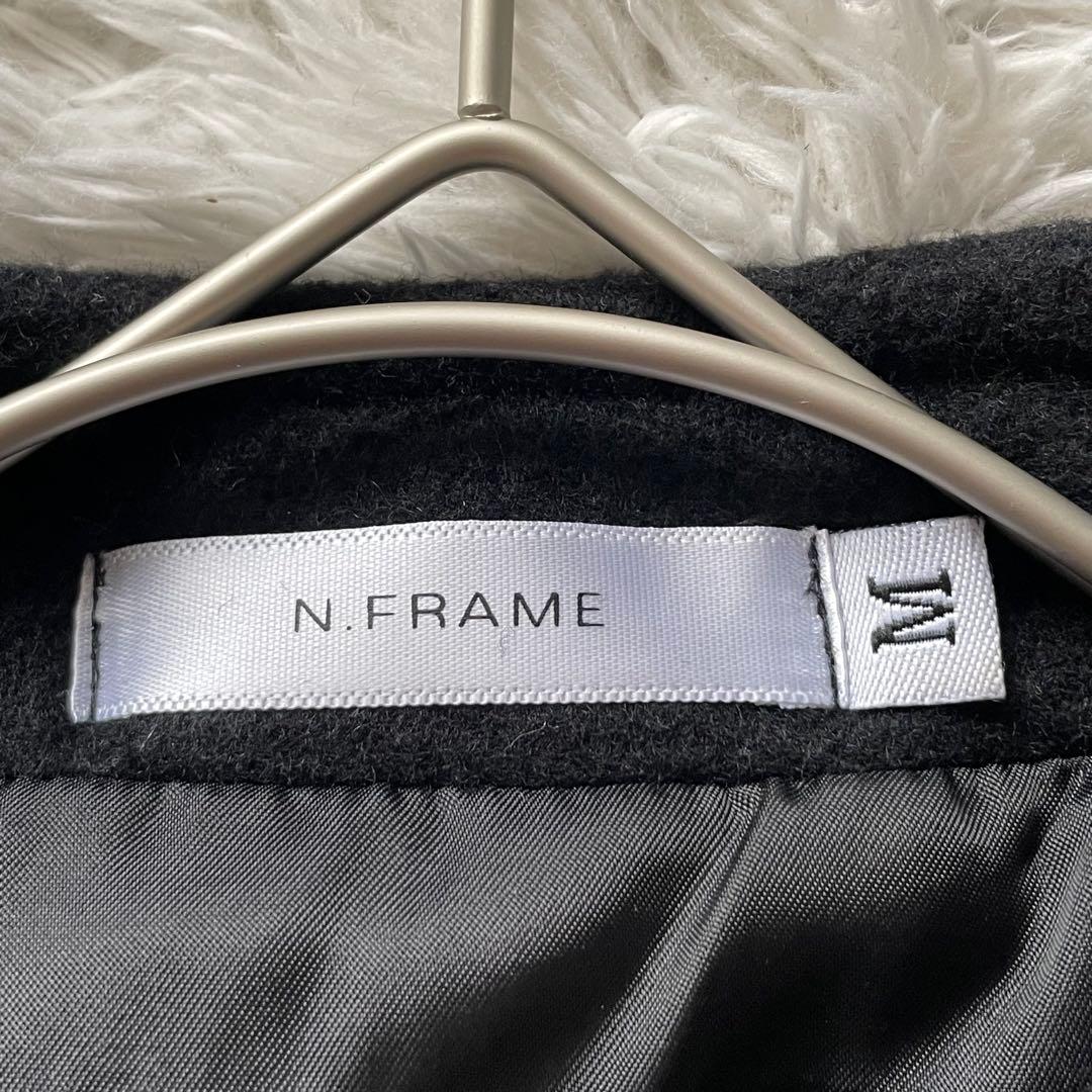 エヌフレーム 金ボタン クラシックケープコート ウール バンドカラー