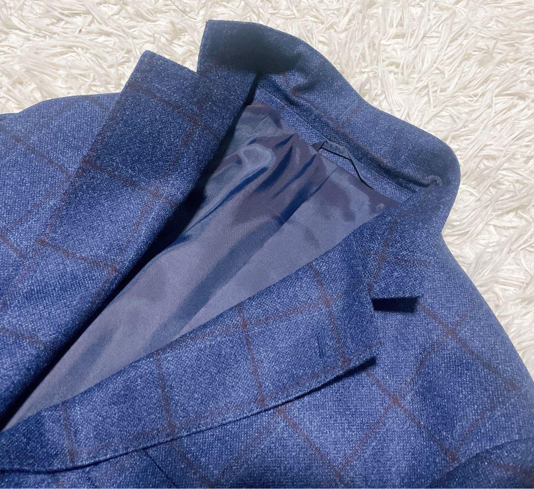 UNIVERSAL LANGUAGE REDAブルーチェックウールジャケット