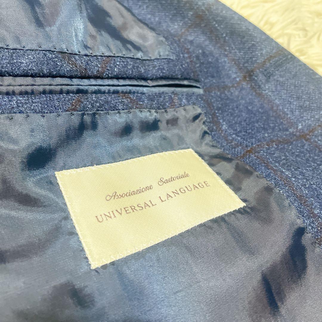 UNIVERSAL LANGUAGE REDAブルーチェックウールジャケット