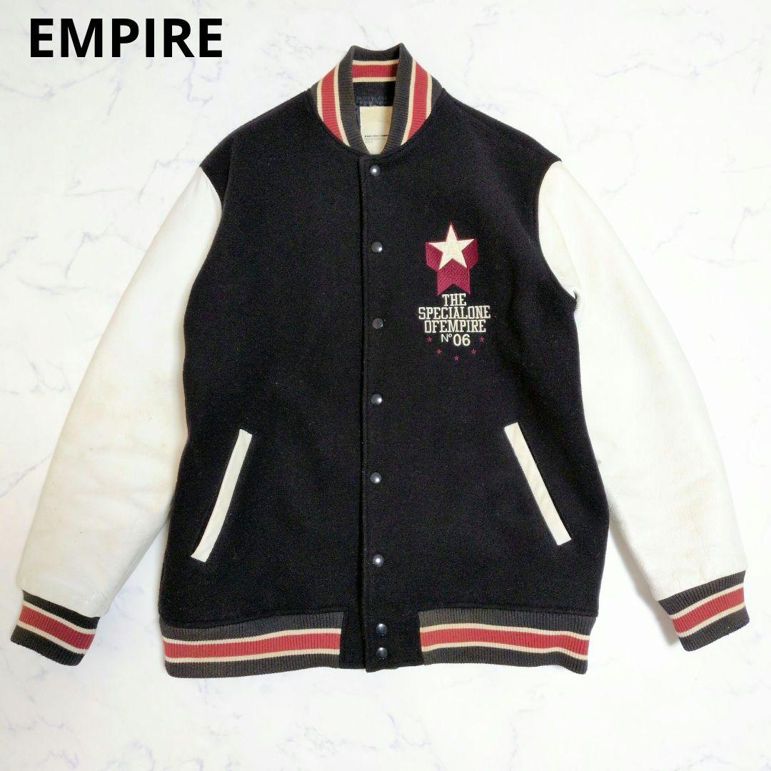 エンパイア スタジャン 切替 カウレザー キルティング ワッペン ネイビー XL