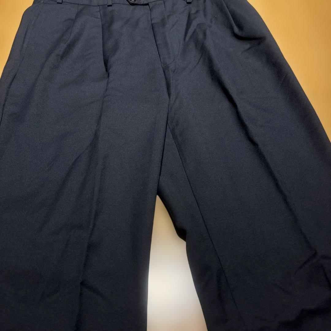 Ralph Lauren タック入りワイドスラックス ウールギャバジン ネイビー