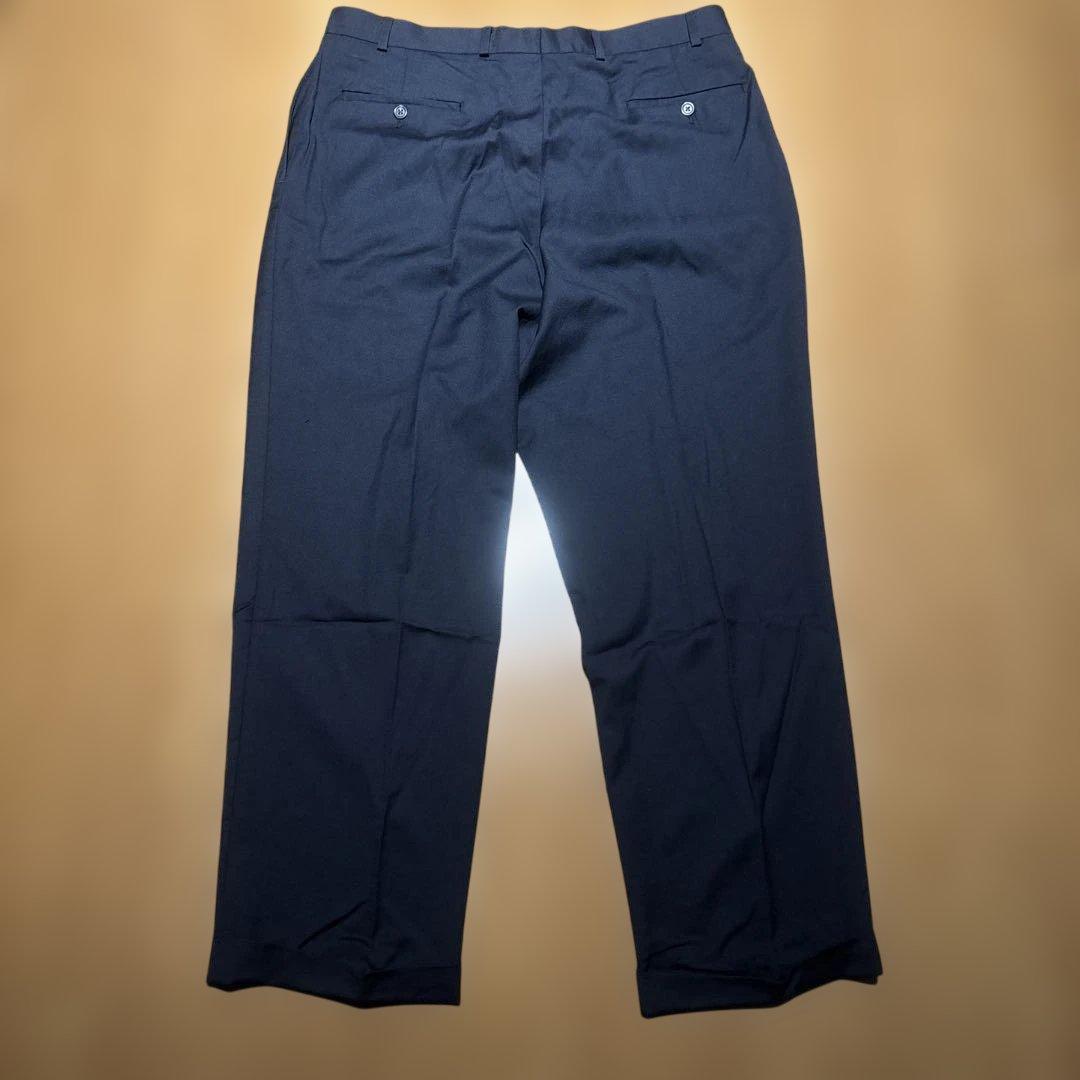 Ralph Lauren タック入りワイドスラックス ウールギャバジン ネイビー