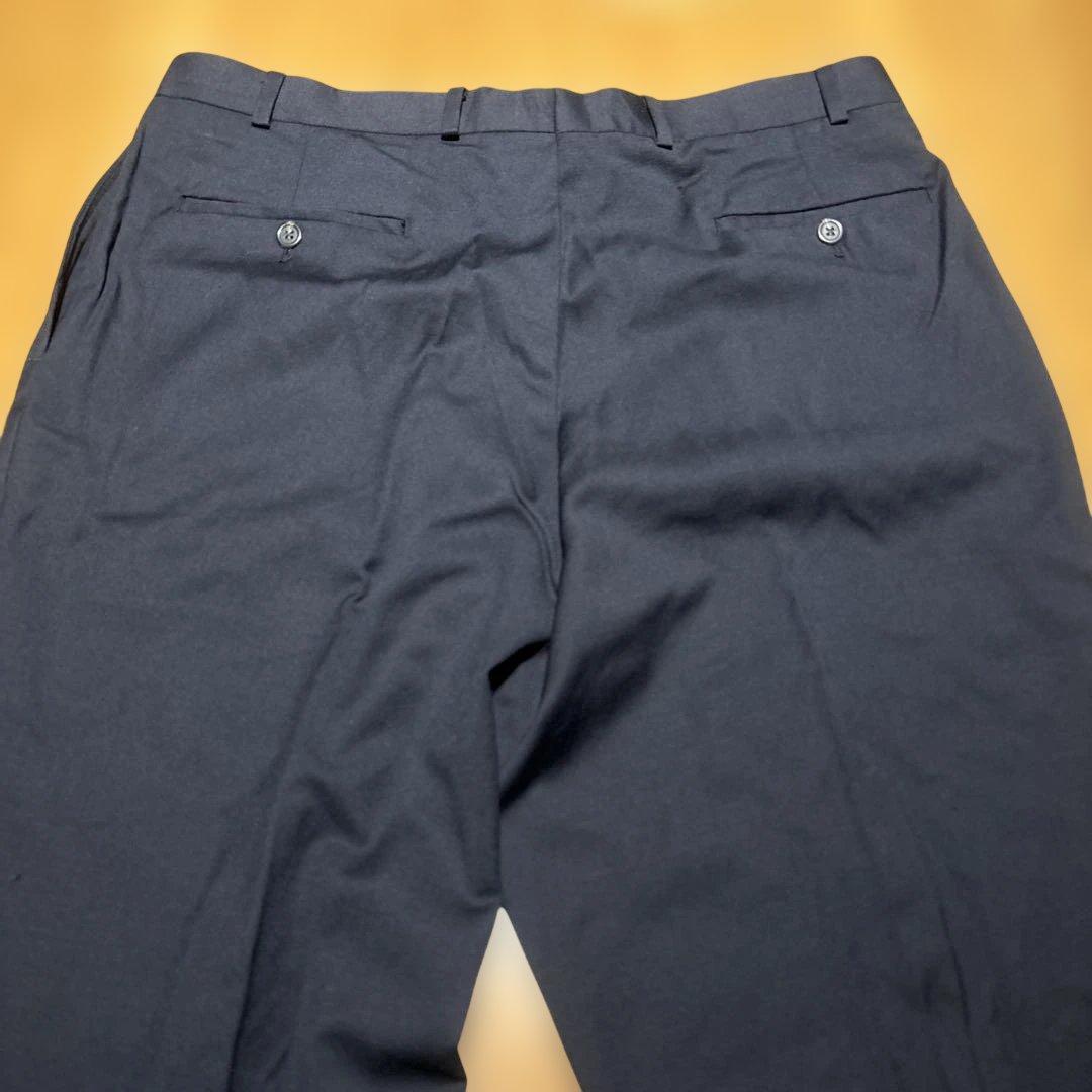 Ralph Lauren タック入りワイドスラックス ウールギャバジン ネイビー