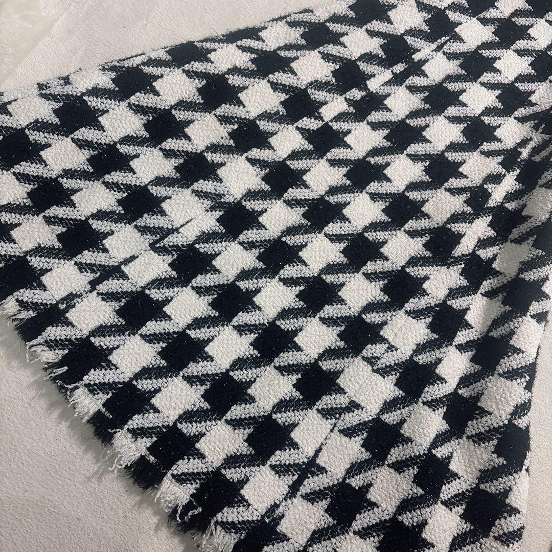 美品✨エストネーション　ツイードスクエアネックワンピース　千鳥柄　ジャンスカ　M