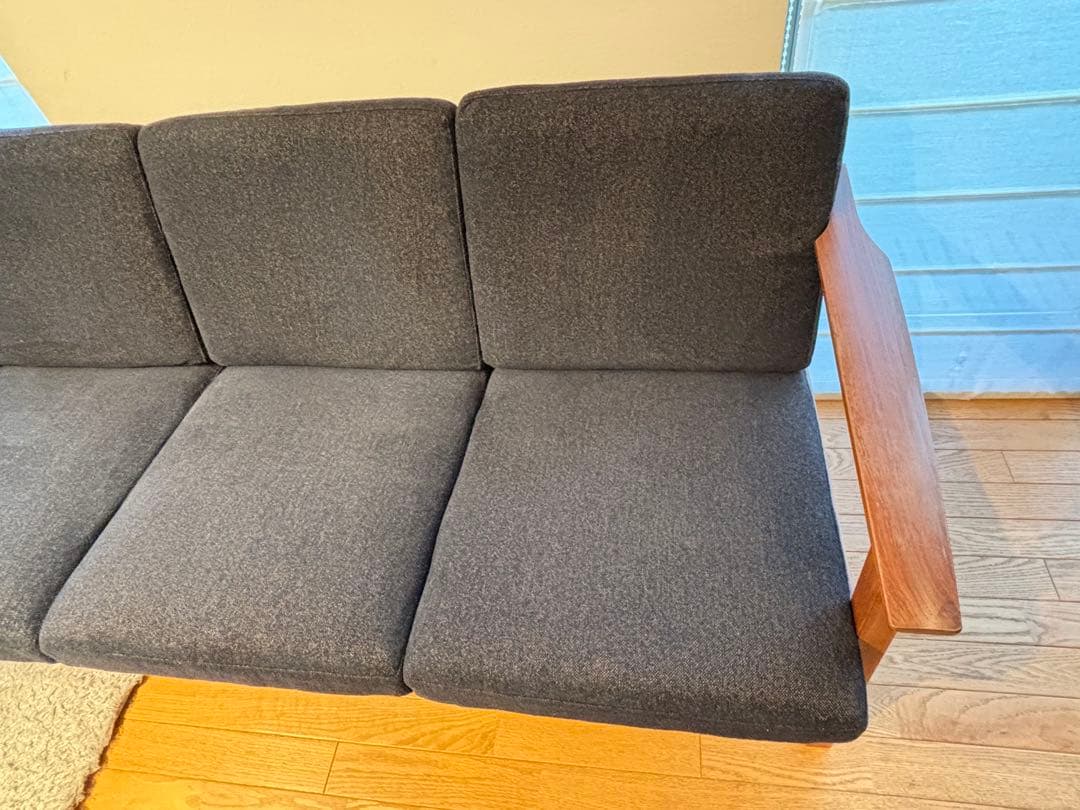 ナガノインテリア3Pソファ ウォールナット無垢材 美品