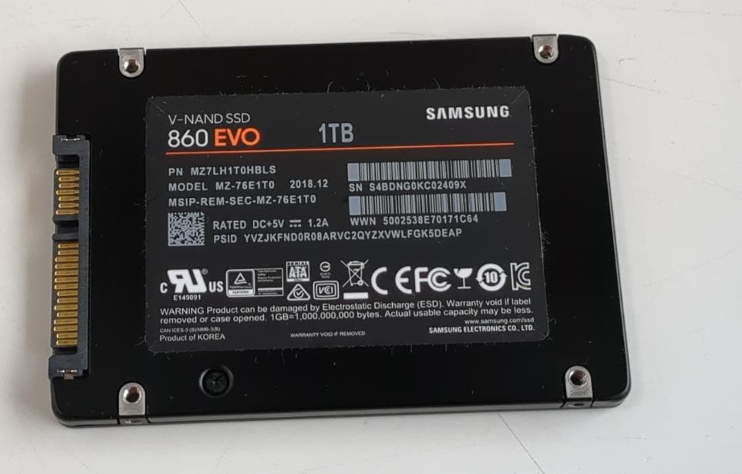 Samsung SSD 860EVO 1TB （MZ-76E1T0）963時間