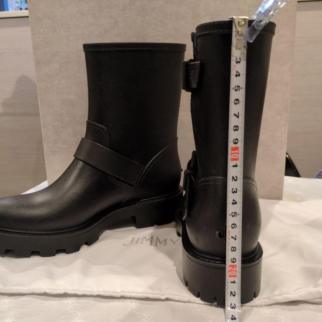 ❤ジミーチュウJIMMY CHOO厚底レインブーツ 黒 （24センチ）梅雨時重宝