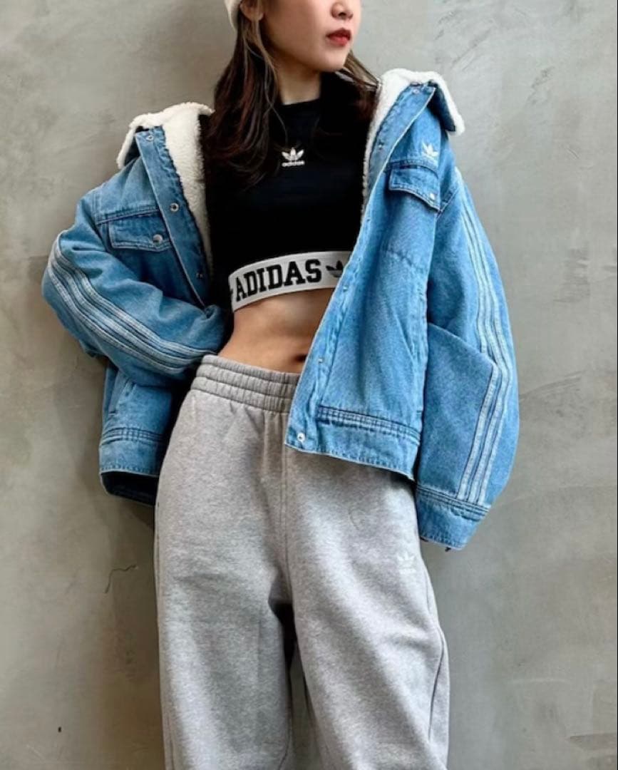 美品　アディダスオリジナルス　デニムジャケット　ボアジャケット