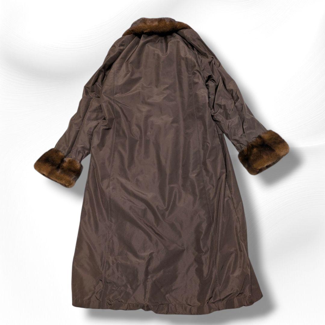 ホワイトベアー ミンクファー リバーシブル ロングコート 襟袖ファー付