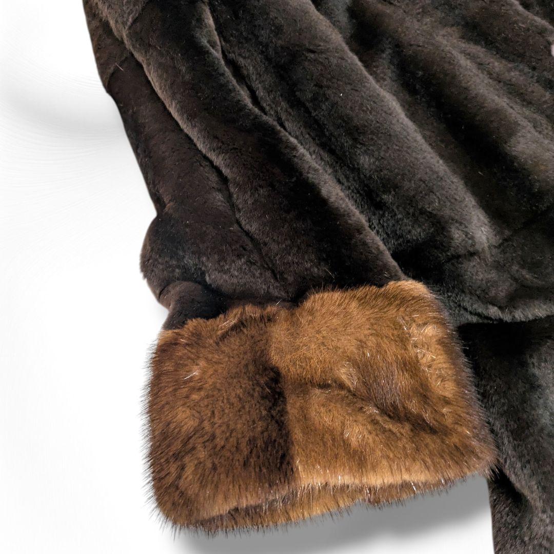 ホワイトベアー ミンクファー リバーシブル ロングコート 襟袖ファー付