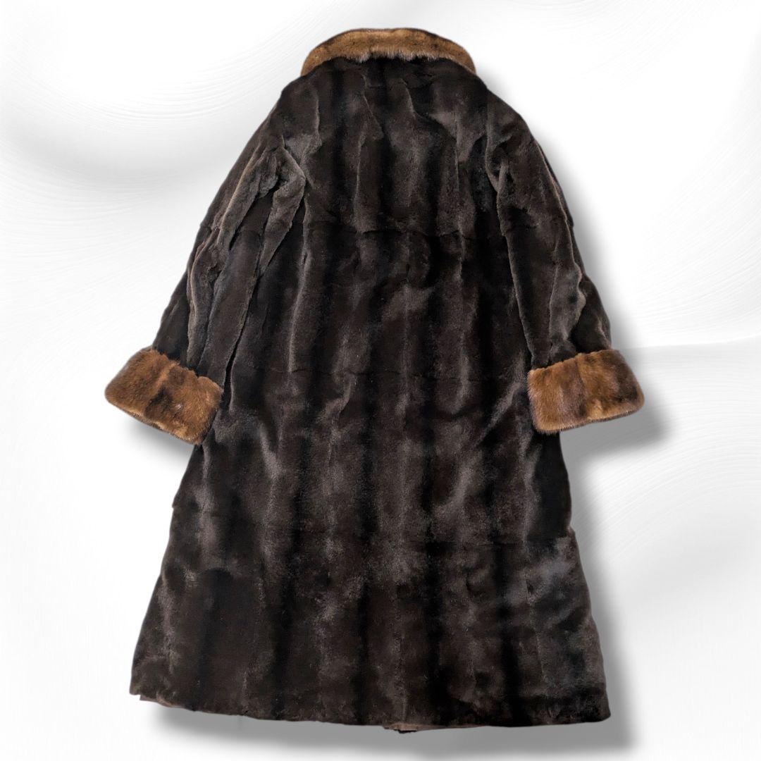 ホワイトベアー ミンクファー リバーシブル ロングコート 襟袖ファー付