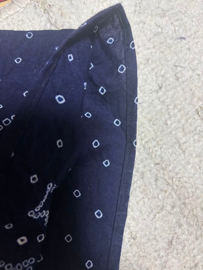 絞り浴衣　単品　藍色　花火と星模様 やまと　綿　高級浴衣