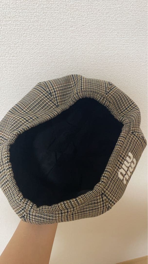 miumiu ベレー帽　チェック柄