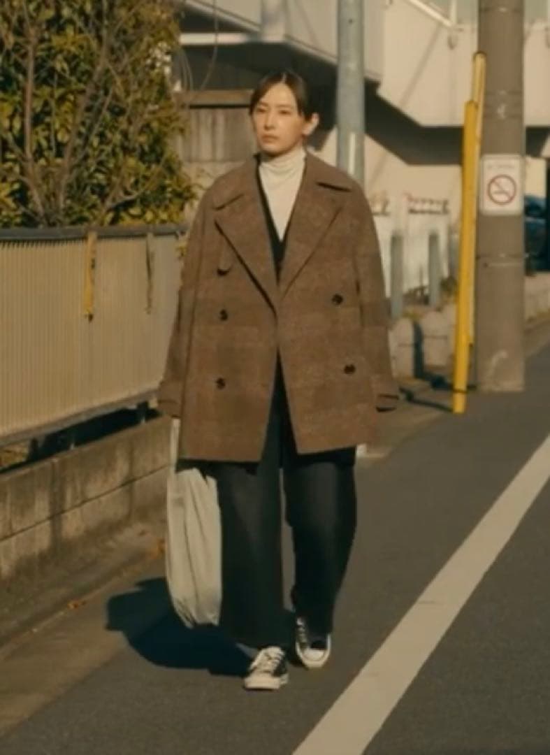 北川景子着用＊スピック＆スパン＊Wスライバーチェックハーフコート ブラウン38