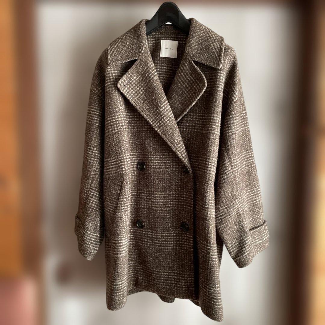 北川景子着用＊スピック＆スパン＊Wスライバーチェックハーフコート ブラウン38