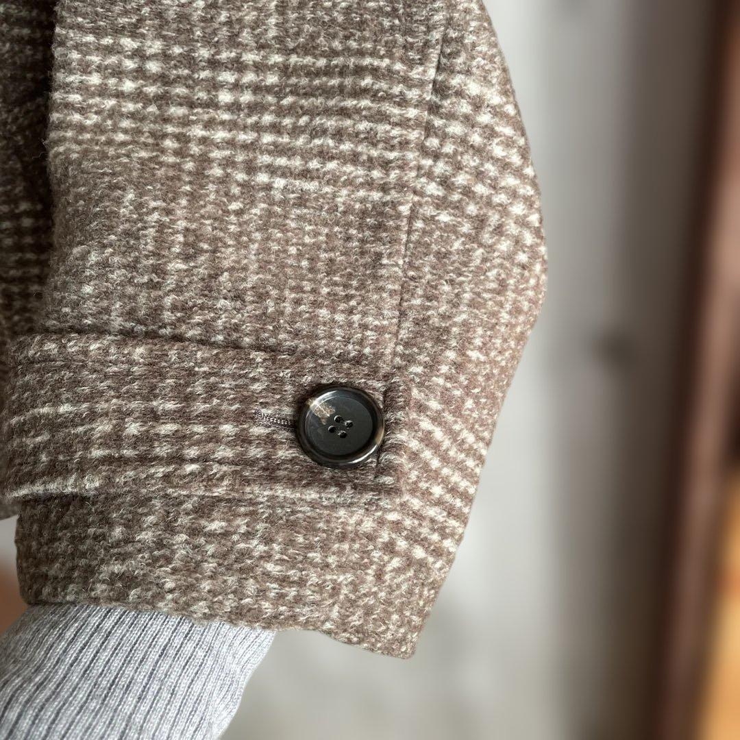 北川景子着用＊スピック＆スパン＊Wスライバーチェックハーフコート ブラウン38