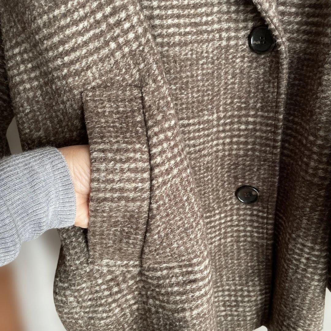 北川景子着用＊スピック＆スパン＊Wスライバーチェックハーフコート ブラウン38