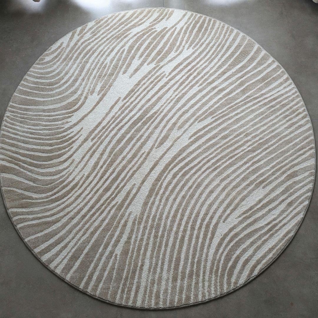 北欧円形ラグ・カーペット（ベージュ、ホワイト）