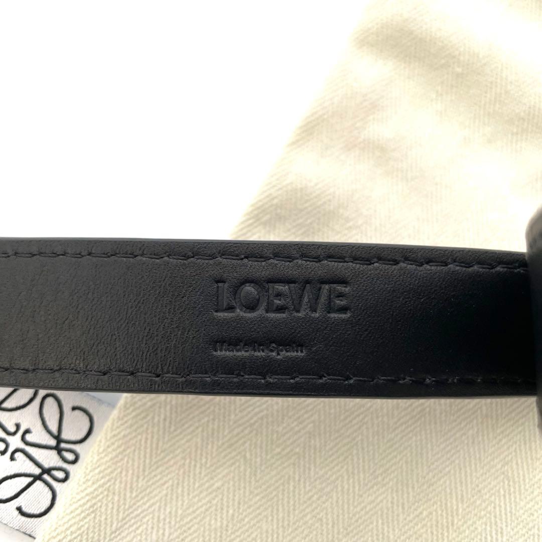 【美品】LOEWE ロエベ レザー ストラップ キーホルダー ブラック 本革