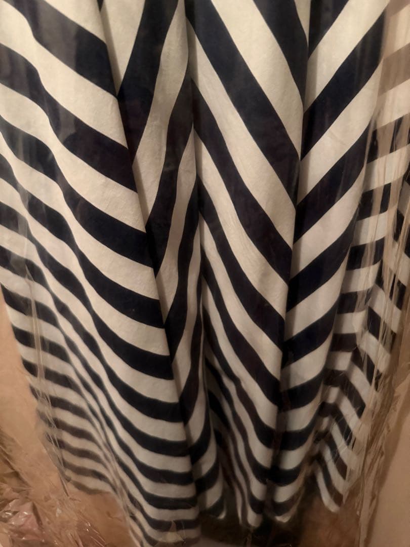 ぽ*ず様 オブリ ワンピース S ストライプ ロングワンピース