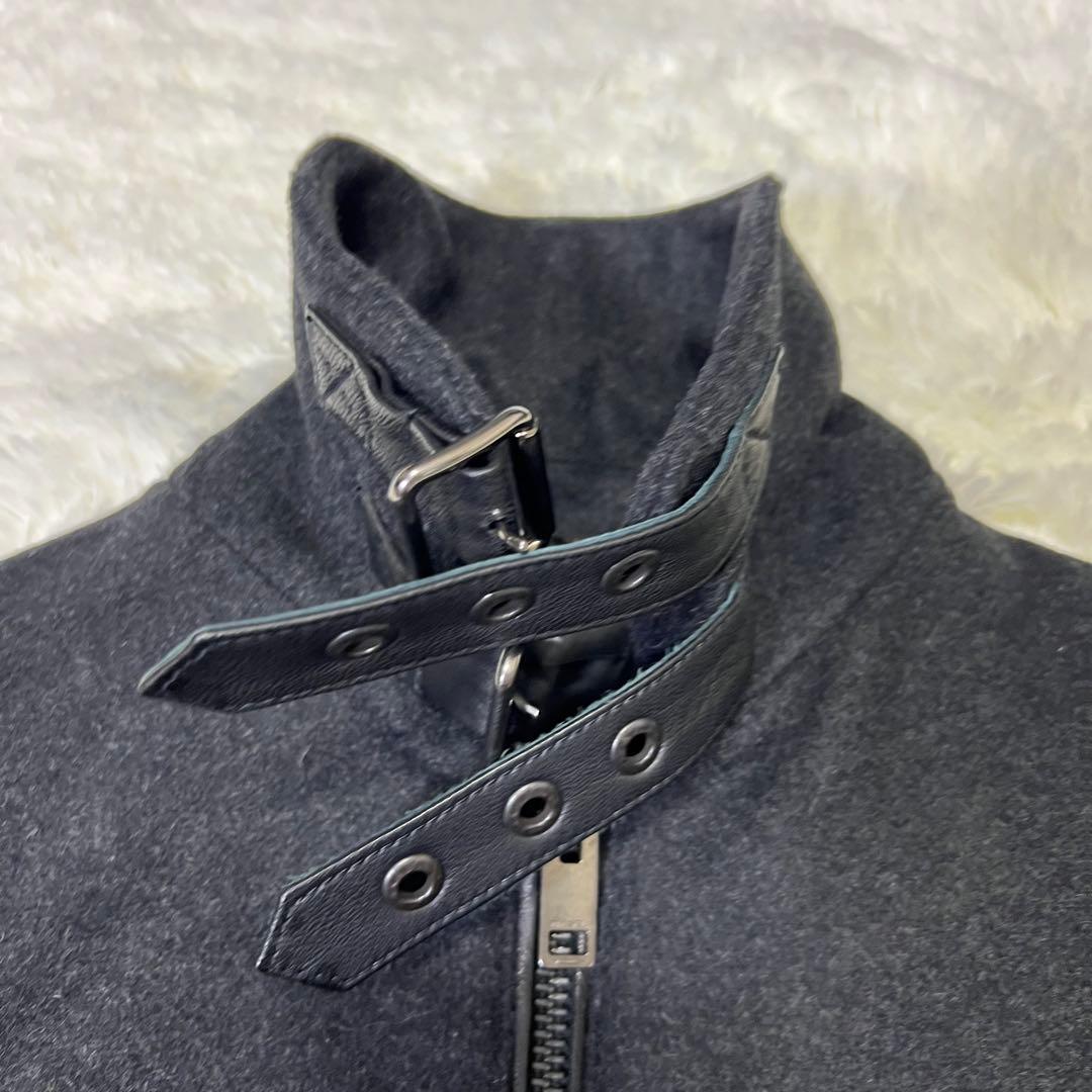 【美品✨️】DIESEL　大人気ライダースロングコート　ゴートレザー×ウール