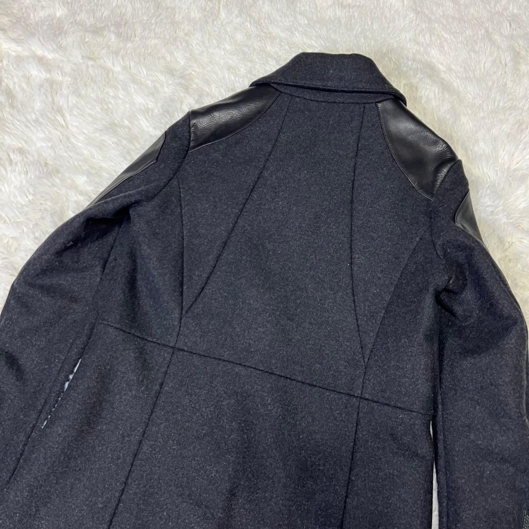【美品✨️】DIESEL　大人気ライダースロングコート　ゴートレザー×ウール