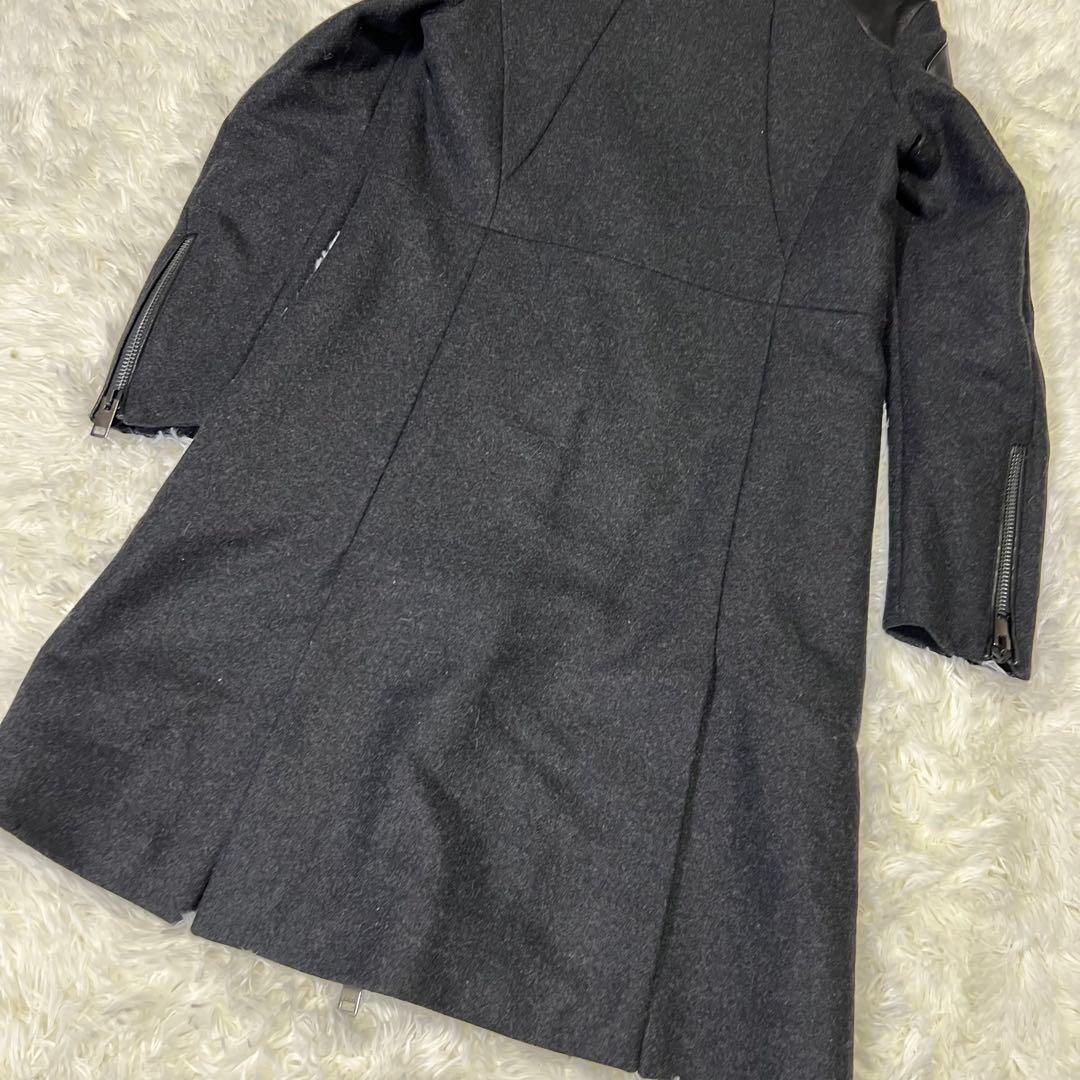 【美品✨️】DIESEL　大人気ライダースロングコート　ゴートレザー×ウール