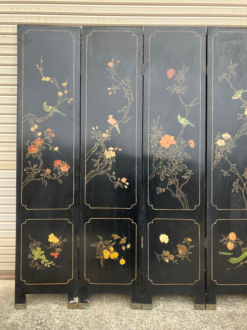 ■中国美術■衝立/パーテーション■玉/螺鈿■6曲/6連■ 現状渡し