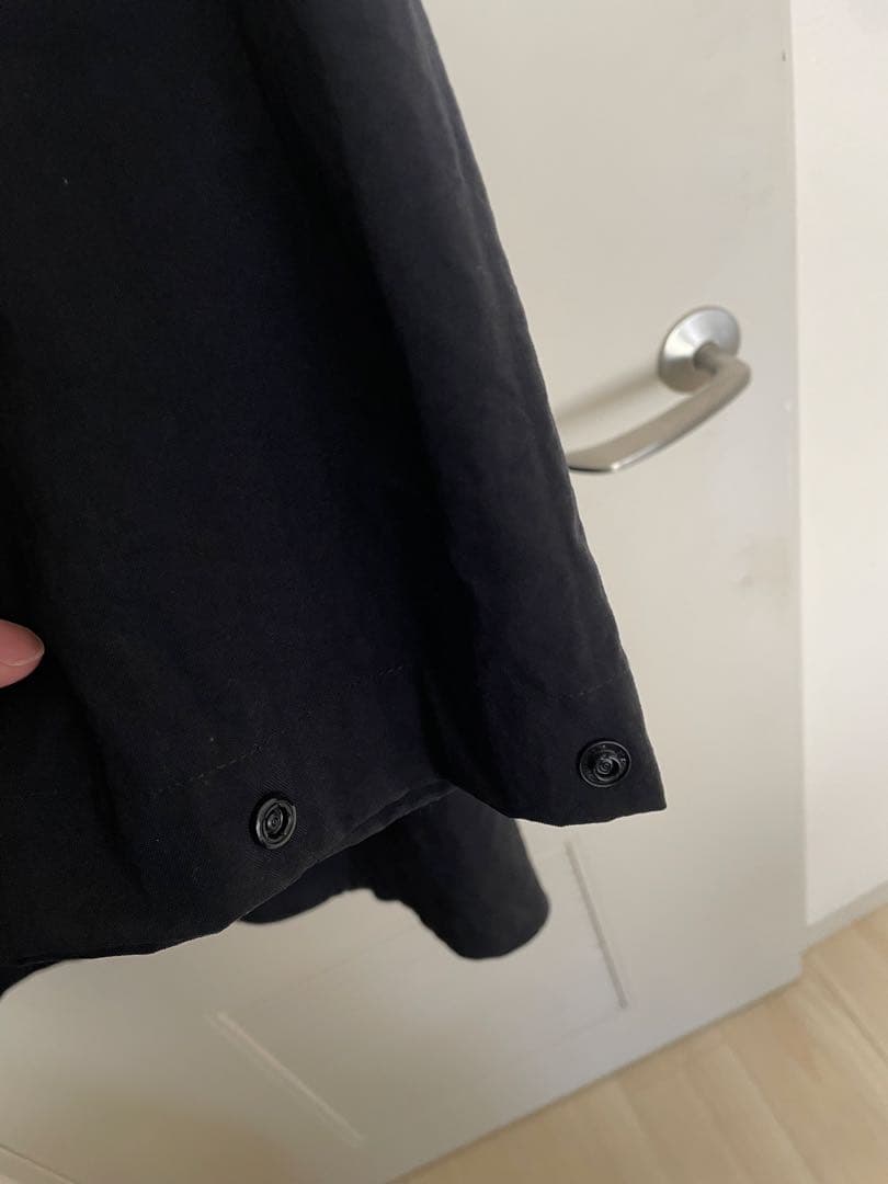 en Routeブラック ノーカラーモッズコート ロング丈